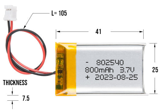 3.7V 800mAh LiPo Battery